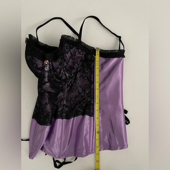 Frederick’s of Hollywood Purple & Black Satin Lace Corset top Large - Picture 5 of 10
